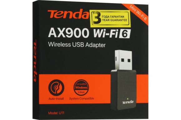 Tenda U11 Двухдиапазонный Wi-Fi адаптер 2,4/5ГГц, до 900Мбит/с, подключение USB, внутренняя антенна