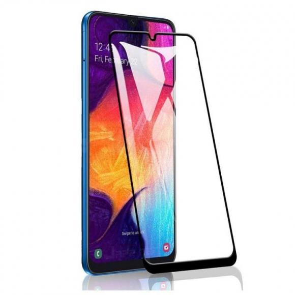 Защитное стекло 2.5D Full Cover+Full Glue для Samsung Galaxy A40 (2019) чёрный тех.пак